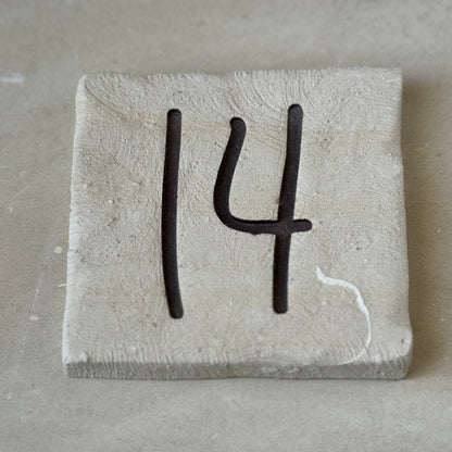 Handmade house number in Lecce stone